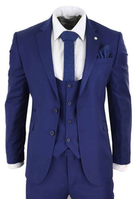 Traje de boda de 3 piezas azul marino para hombre
