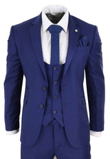 Traje de boda de 3 piezas azul marino para hombre
