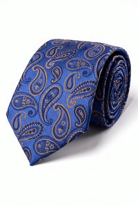 Corbata de hombre azul marino con estampado paisley.