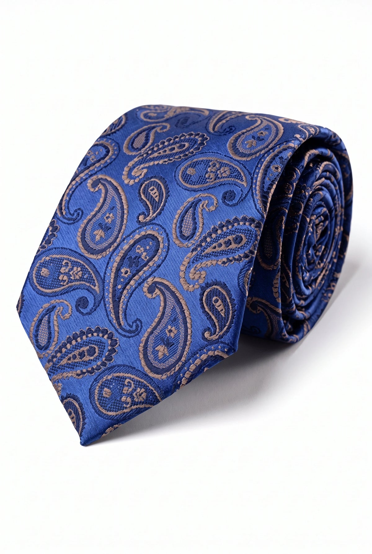 Corbata de hombre azul marino con estampado paisley.