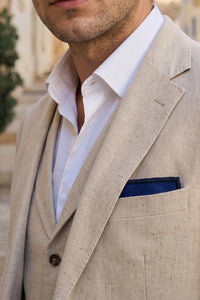 Pañuelo de bolsillo para hombre de mezcla de lana y tweed azul marino.