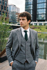 Corbata de punto verde salvia para hombre