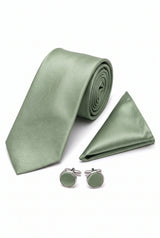 Conjunto de corbata verde salvia para hombre