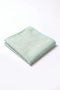 Pañuelo de bolsillo para hombre de mezcla de lana y tweed verde salvia.