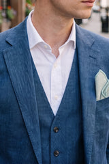 Pañuelo de bolsillo para hombre de mezcla de lana y tweed verde salvia.