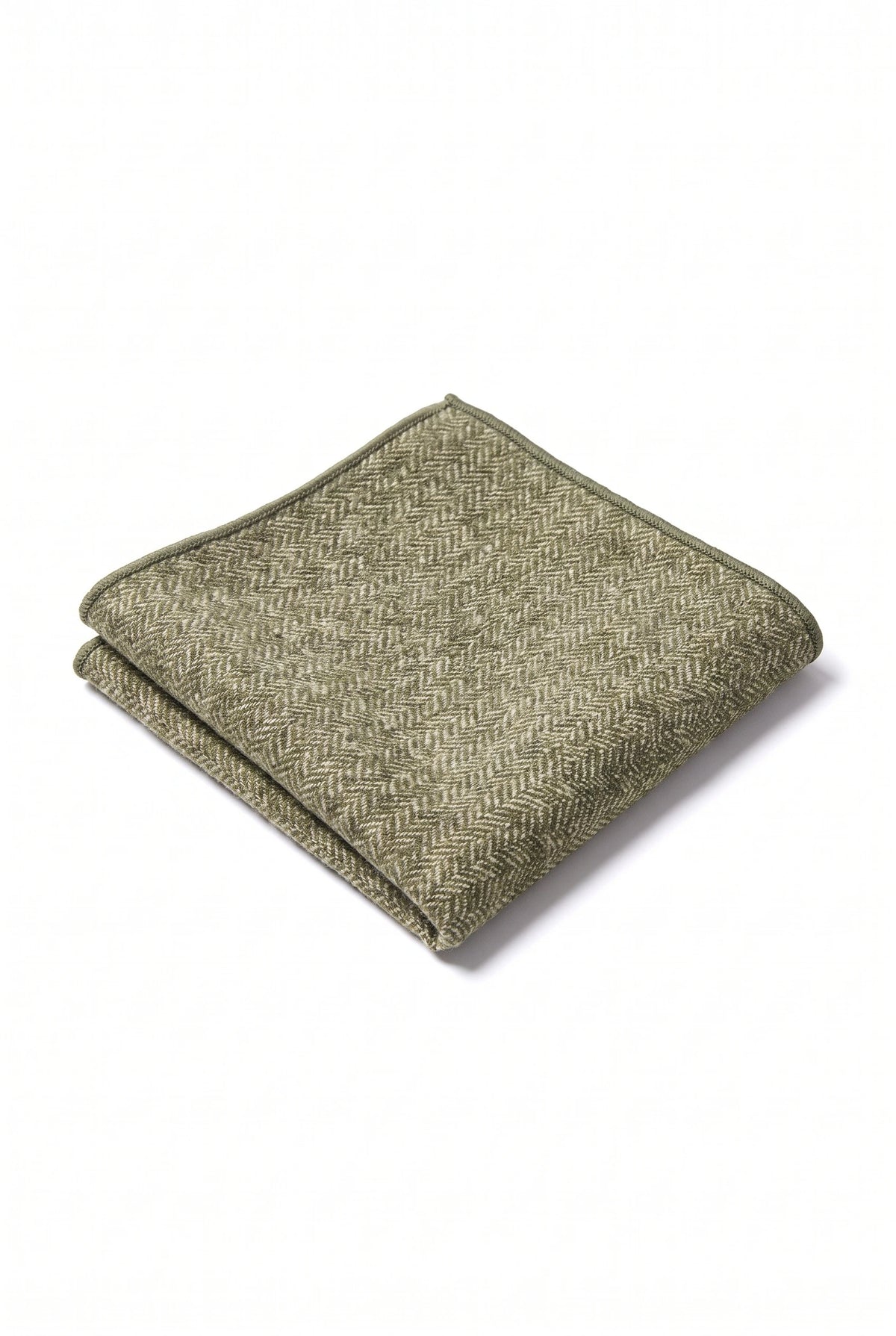 Pañuelo de bolsillo para hombre de mezcla de lana y tweed verde salvia.