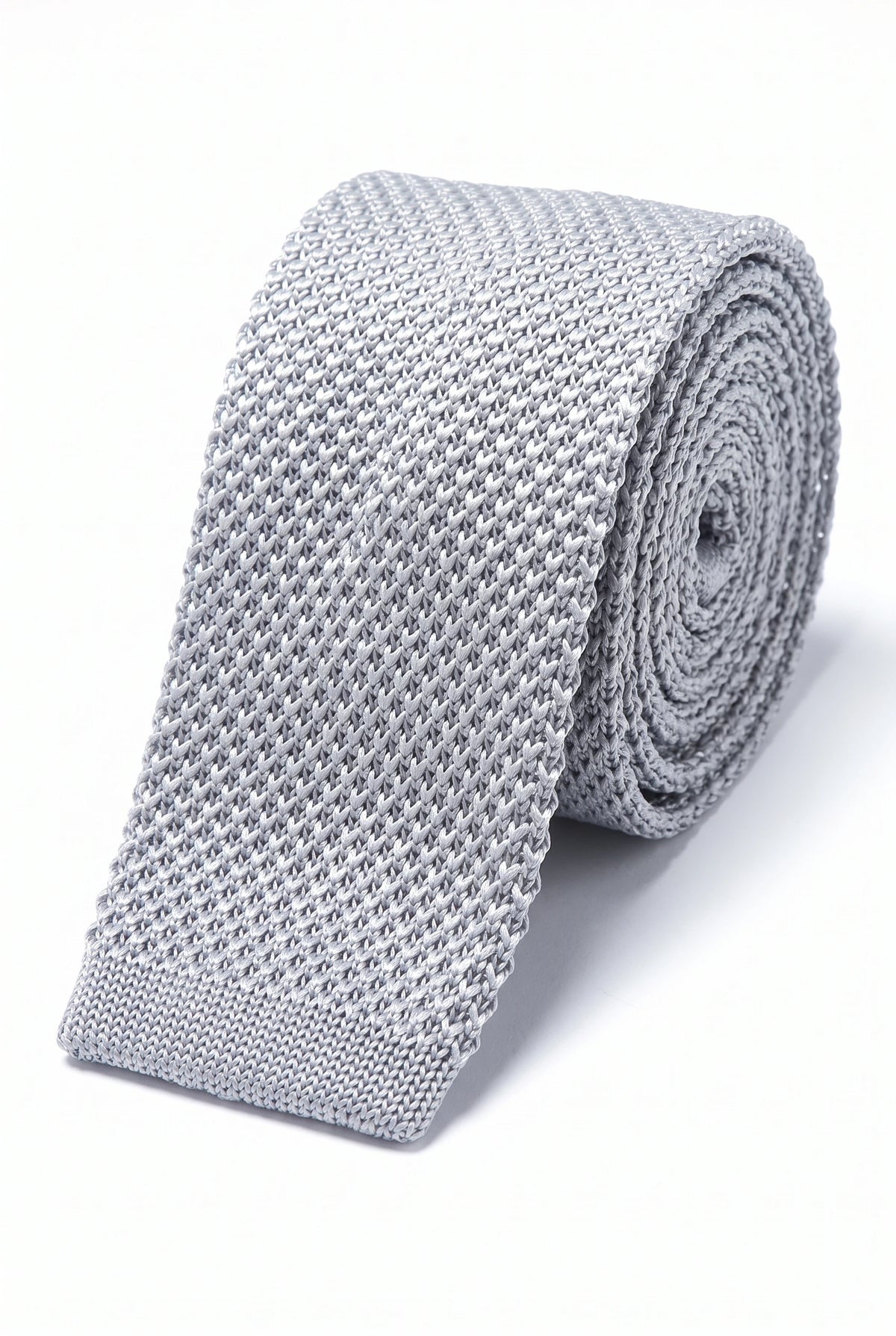 Corbata de poliéster de punto plateada para hombre
