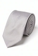 Corbata plateada delgada de 6 cm para hombre, color liso.