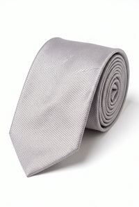 Corbata plateada delgada de 6 cm para hombre, color liso.