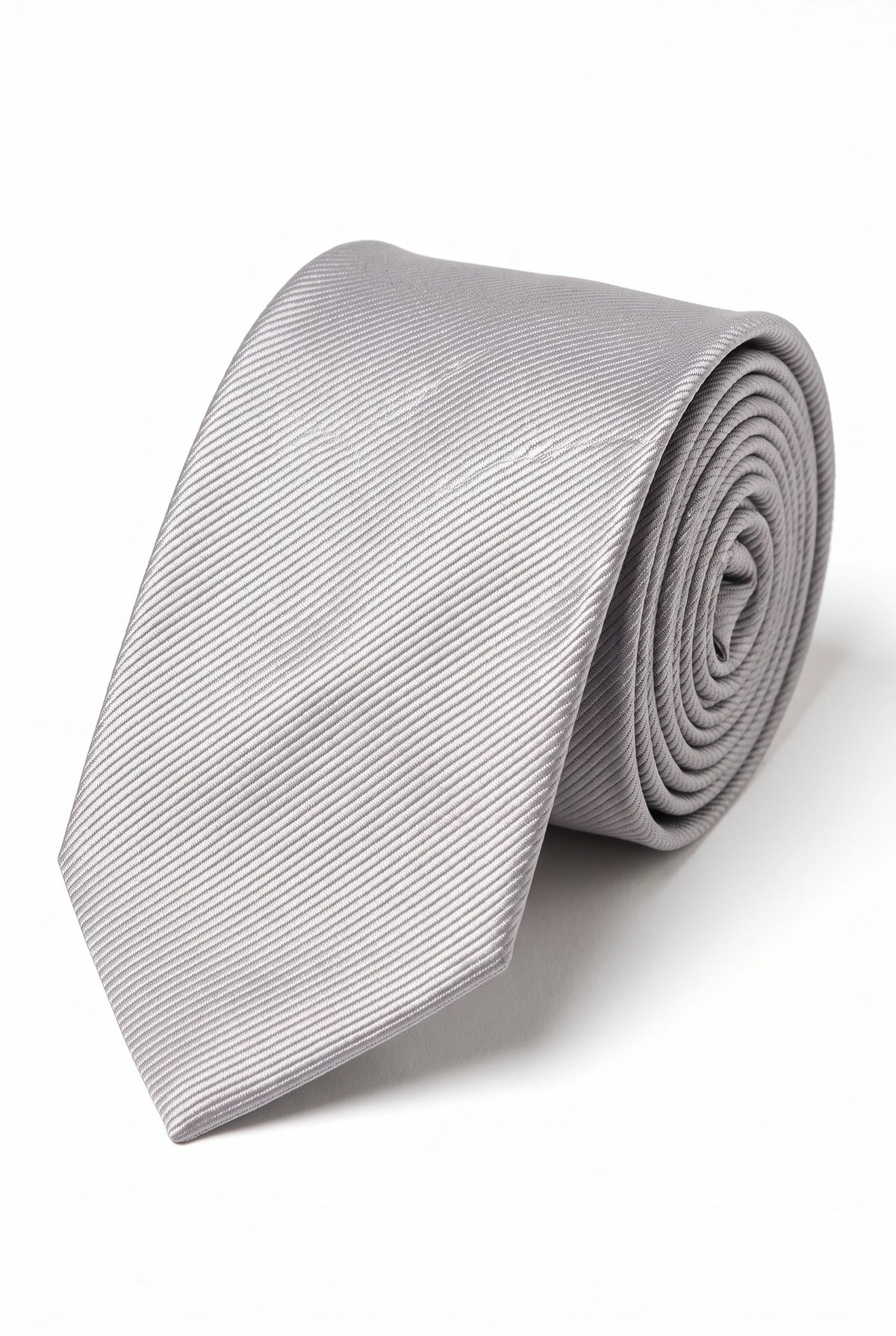 Corbata plateada delgada de 6 cm para hombre, color liso.