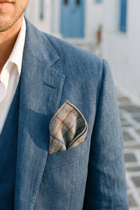 Pañuelo de bolsillo de tweed plateado para hombre