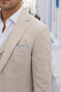 Pañuelo de bolsillo para hombre de mezcla de lana y tweed plateado.
