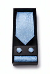 Set de regalo de corbata de cachemira azul cielo para hombre