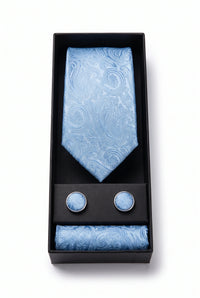 Set de regalo de corbata de cachemira azul cielo para hombre