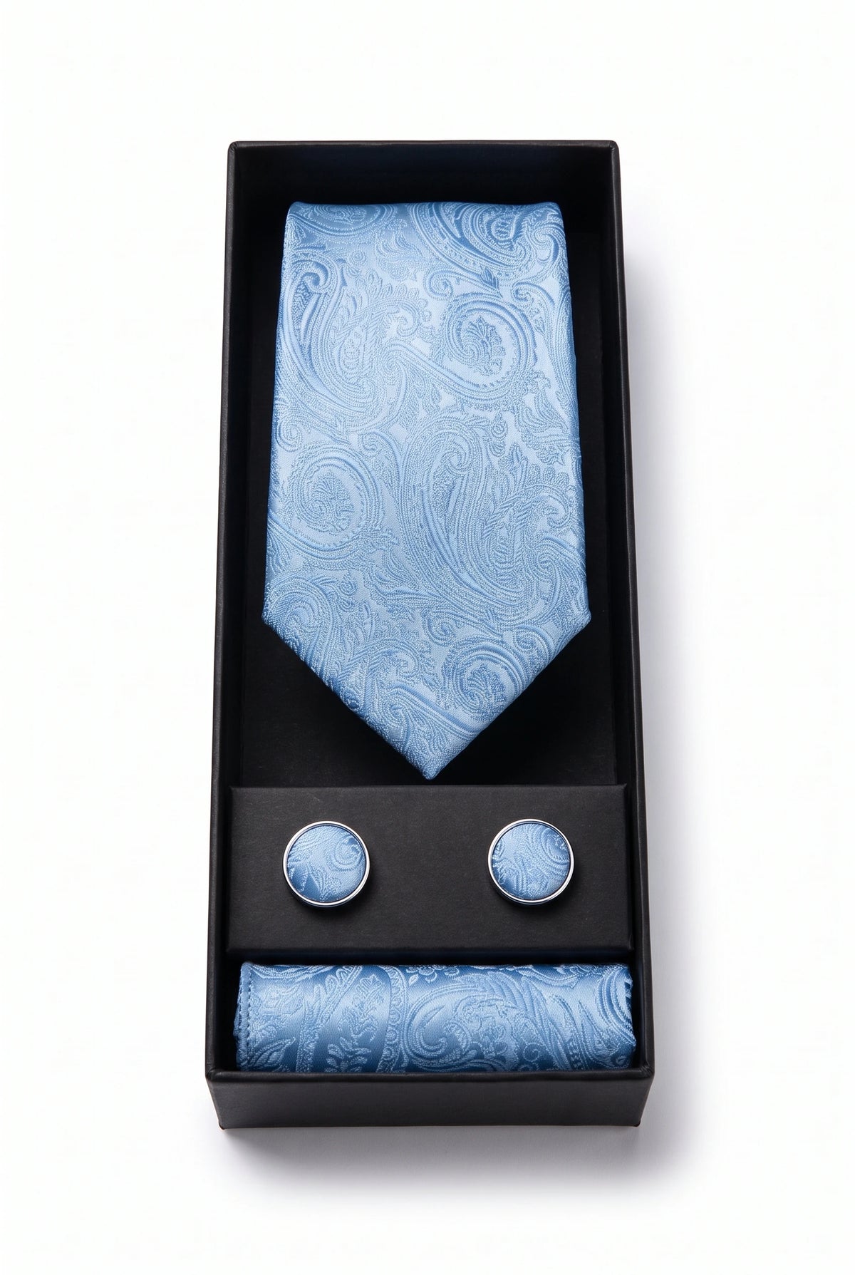 Set de regalo de corbata de cachemira azul cielo para hombre