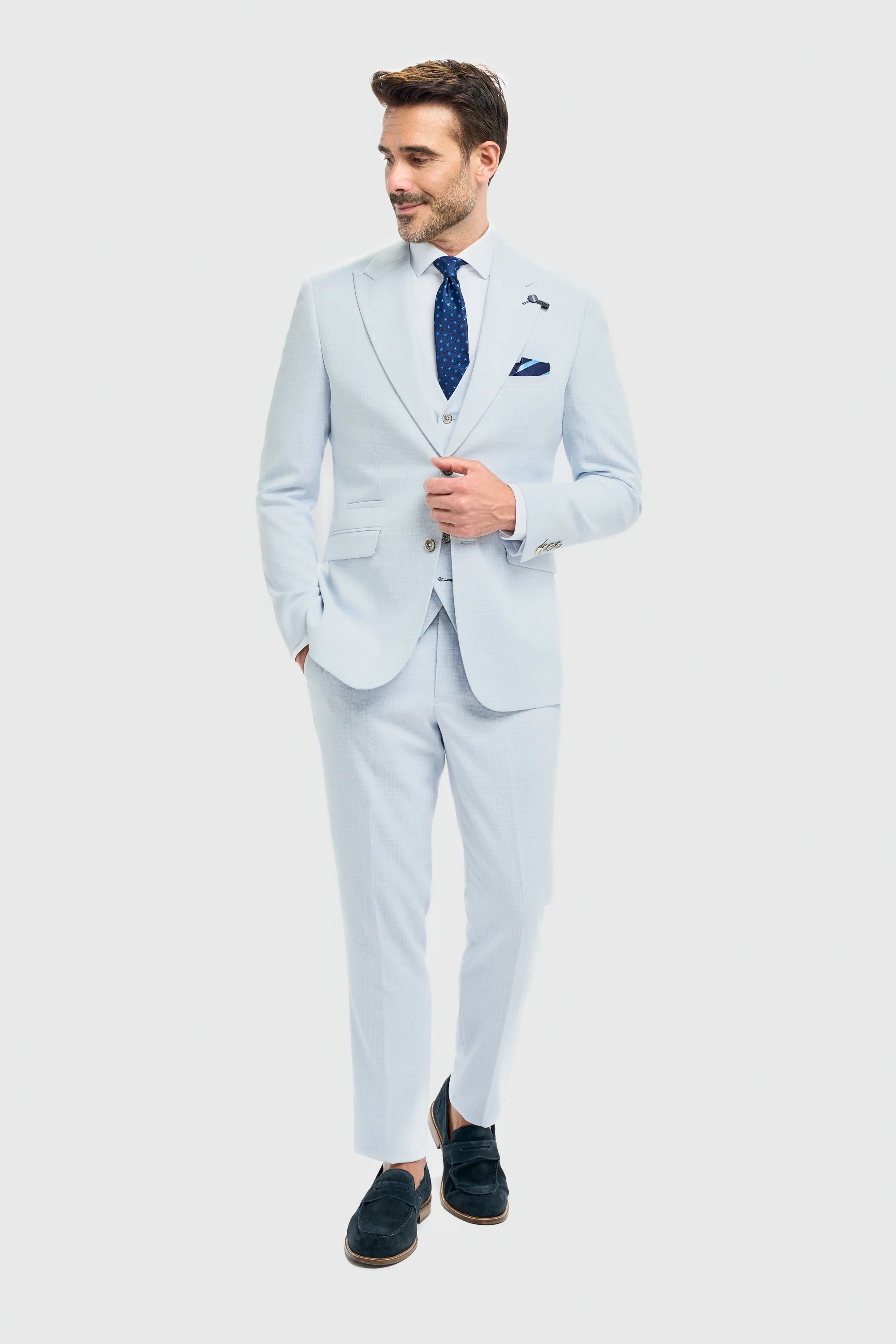 Blazer de corte entallado azul cielo para hombre