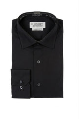 Camisa de vestir de manga larga con botones y corte ajustado para hombre - Negra