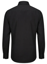 Camisa de vestir de manga larga con botones y corte ajustado para hombre - Negra