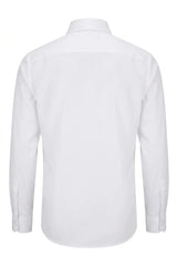 Camisa de vestir de manga larga con botones y corte ajustado para hombre - Blanca