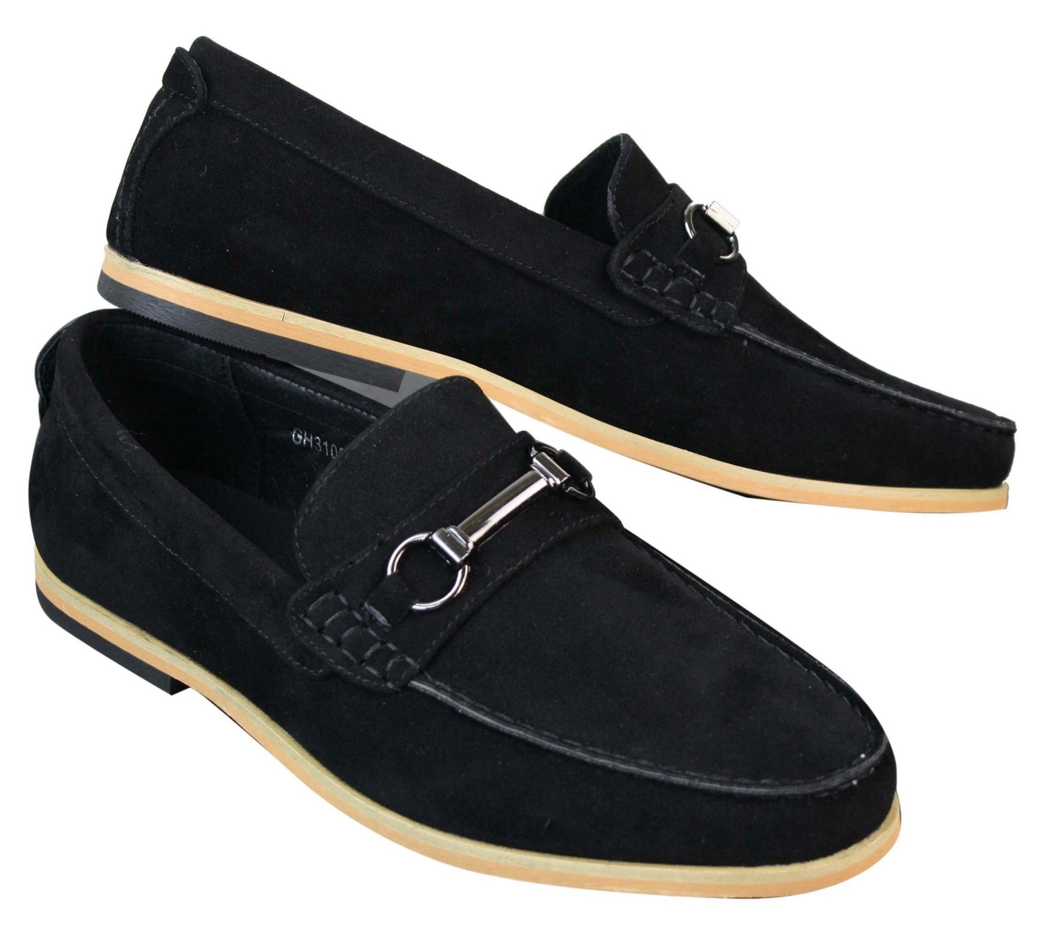 Mocasines de hombre con hebilla y detalle de estribo, estilo retro, elegantes e informales, de ante.