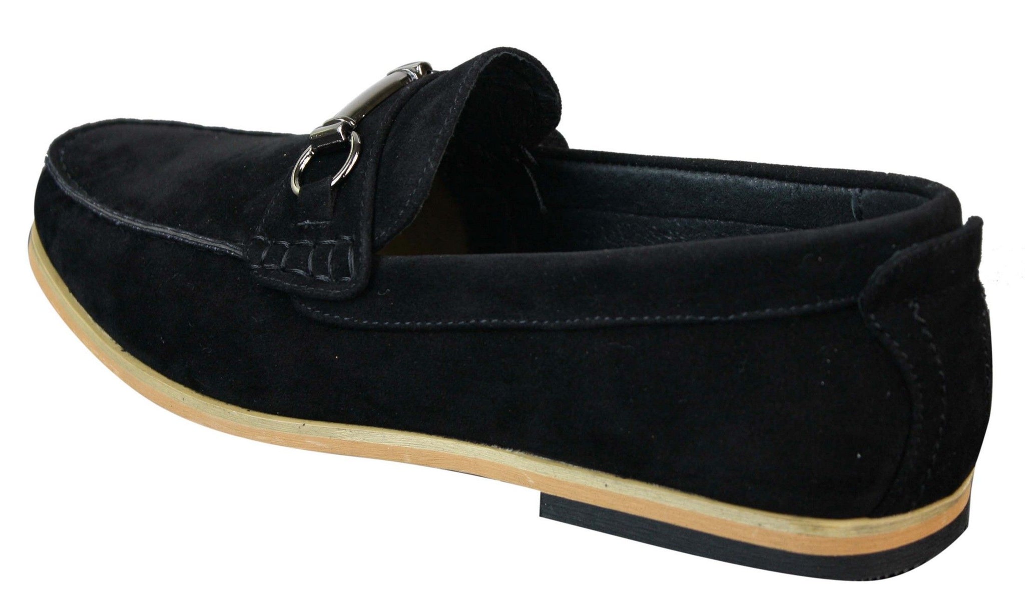 Mocasines de hombre con hebilla y detalle de estribo, estilo retro, elegantes e informales, de ante.