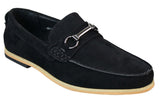 Mocasines de hombre con hebilla y detalle de estribo, estilo retro, elegantes e informales, de ante.