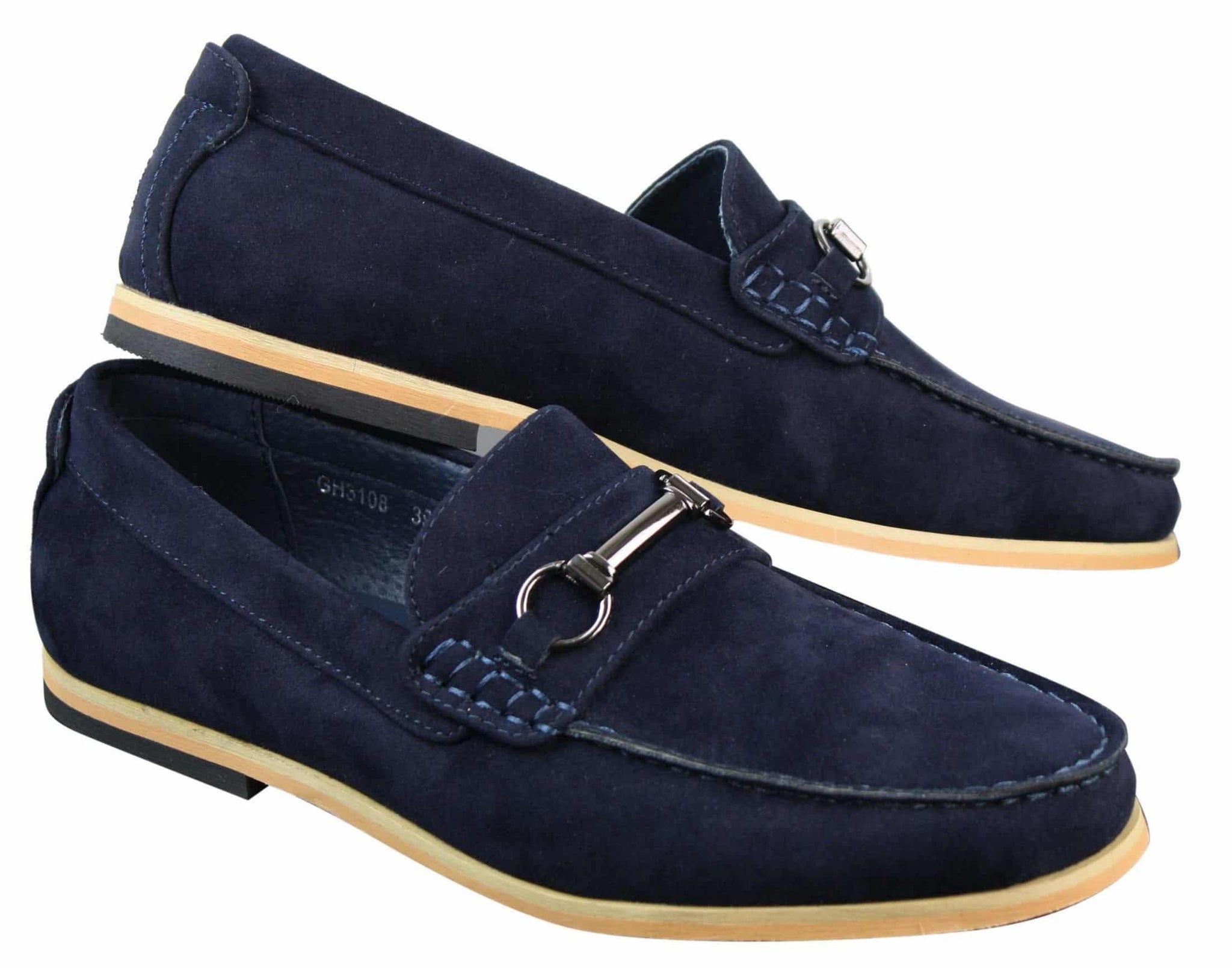 Mocasines de hombre con hebilla y detalle de estribo, estilo retro, elegantes e informales, de ante.