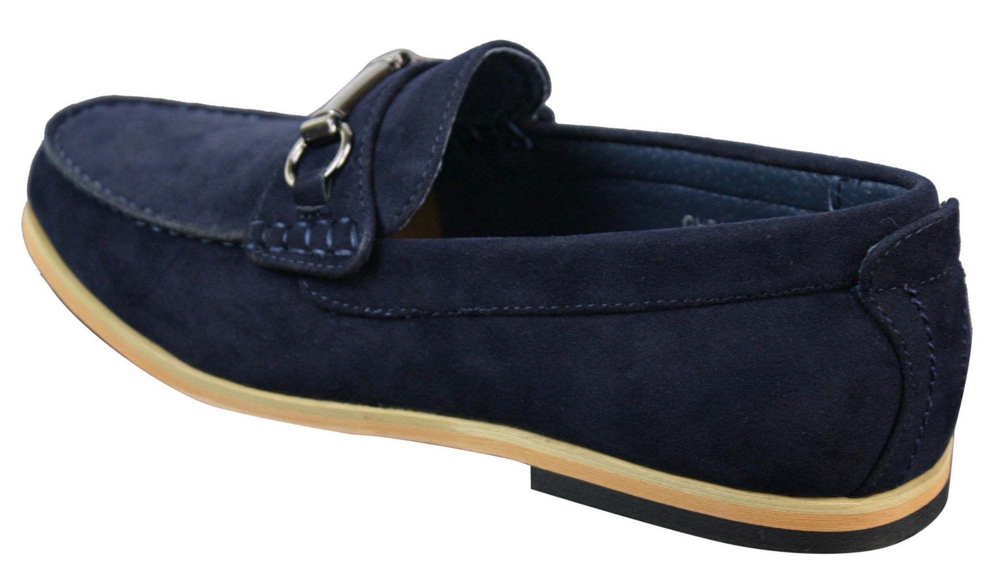 Mocasines de hombre con hebilla y detalle de estribo, estilo retro, elegantes e informales, de ante.