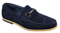 Mocasines de hombre con hebilla y detalle de estribo, estilo retro, elegantes e informales, de ante.