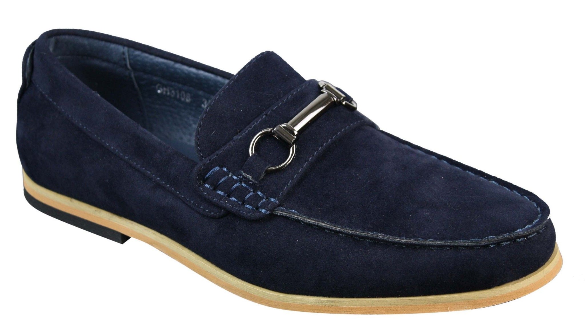 Mocasines de hombre con hebilla y detalle de estribo, estilo retro, elegantes e informales, de ante.