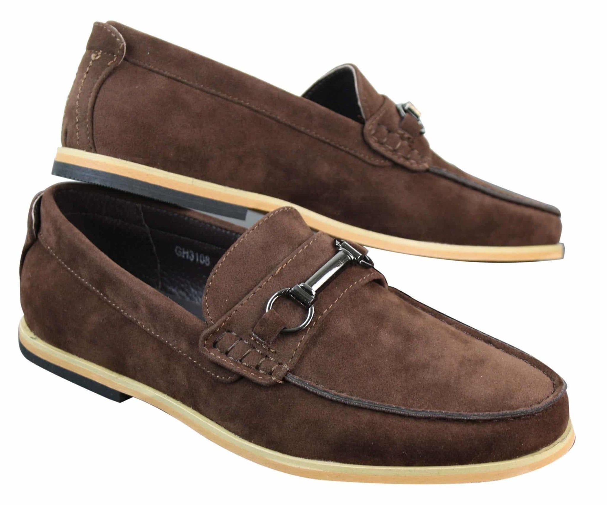 Mocasines de hombre con hebilla y detalle de estribo, estilo retro, elegantes e informales, de ante.