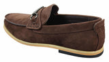 Mocasines de hombre con hebilla y detalle de estribo, estilo retro, elegantes e informales, de ante.