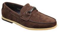 Mocasines de hombre con hebilla y detalle de estribo, estilo retro, elegantes e informales, de ante.