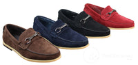 Mocasines de hombre con hebilla y detalle de estribo, estilo retro, elegantes e informales, de ante.