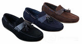 Zapatos de conducir para hombre, sin cordones, de piel sintética con forro interior de ante sintético, mocasines con borlas, estilo casual elegante.