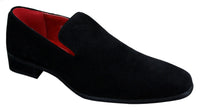 Zapatos mocasines de ante para hombre, estilo casual elegante, color rojo, azul y negro.