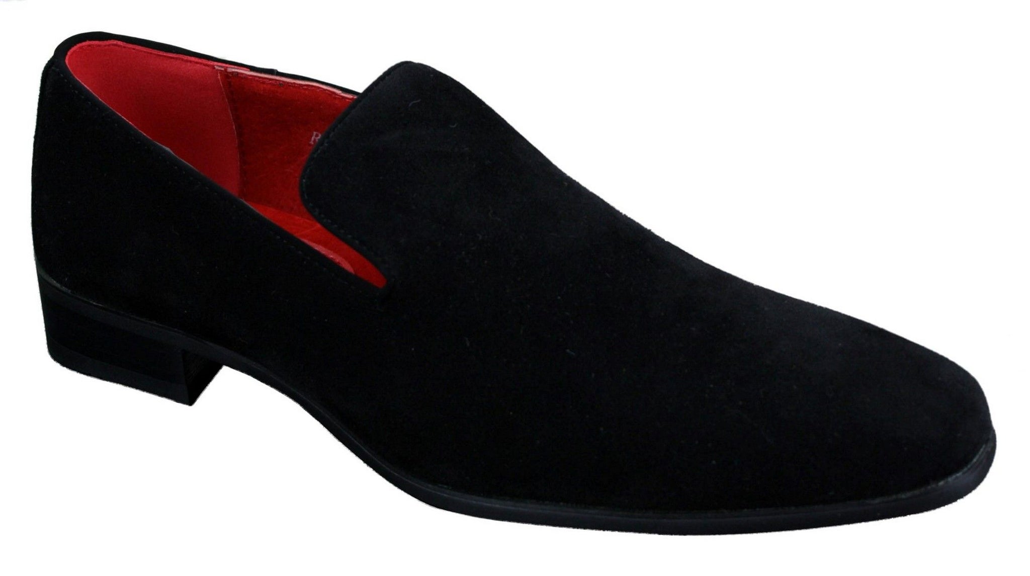Zapatos mocasines de ante para hombre, estilo casual elegante, color rojo, azul y negro.