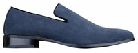 Zapatos mocasines de ante para hombre, estilo casual elegante, color rojo, azul y negro.