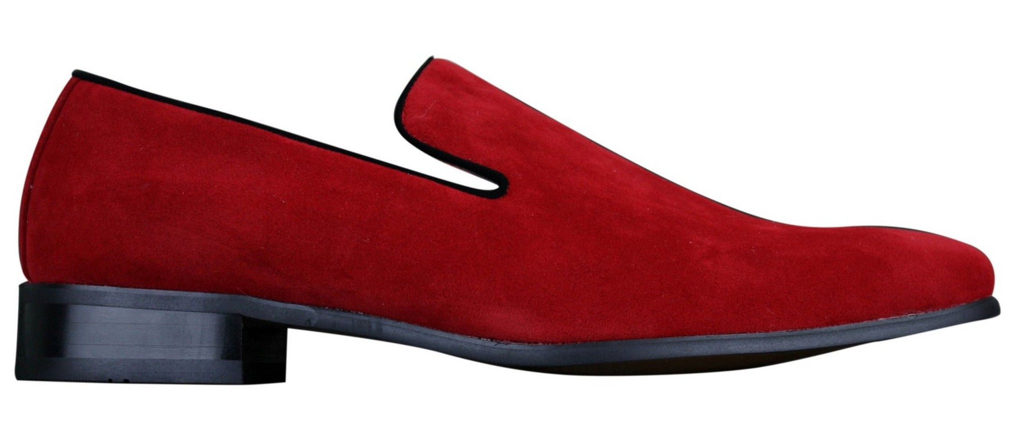 Zapatos mocasines de ante para hombre, estilo casual elegante, color rojo, azul y negro.