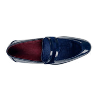 Mocasines de hombre de piel vegana, terciopelo y charol con detalles.
