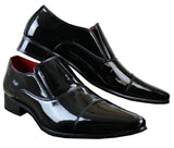Zapatos elegantes formales para hombre, sin cordones, blancos, de charol brillante, forrados en cuero italiano.