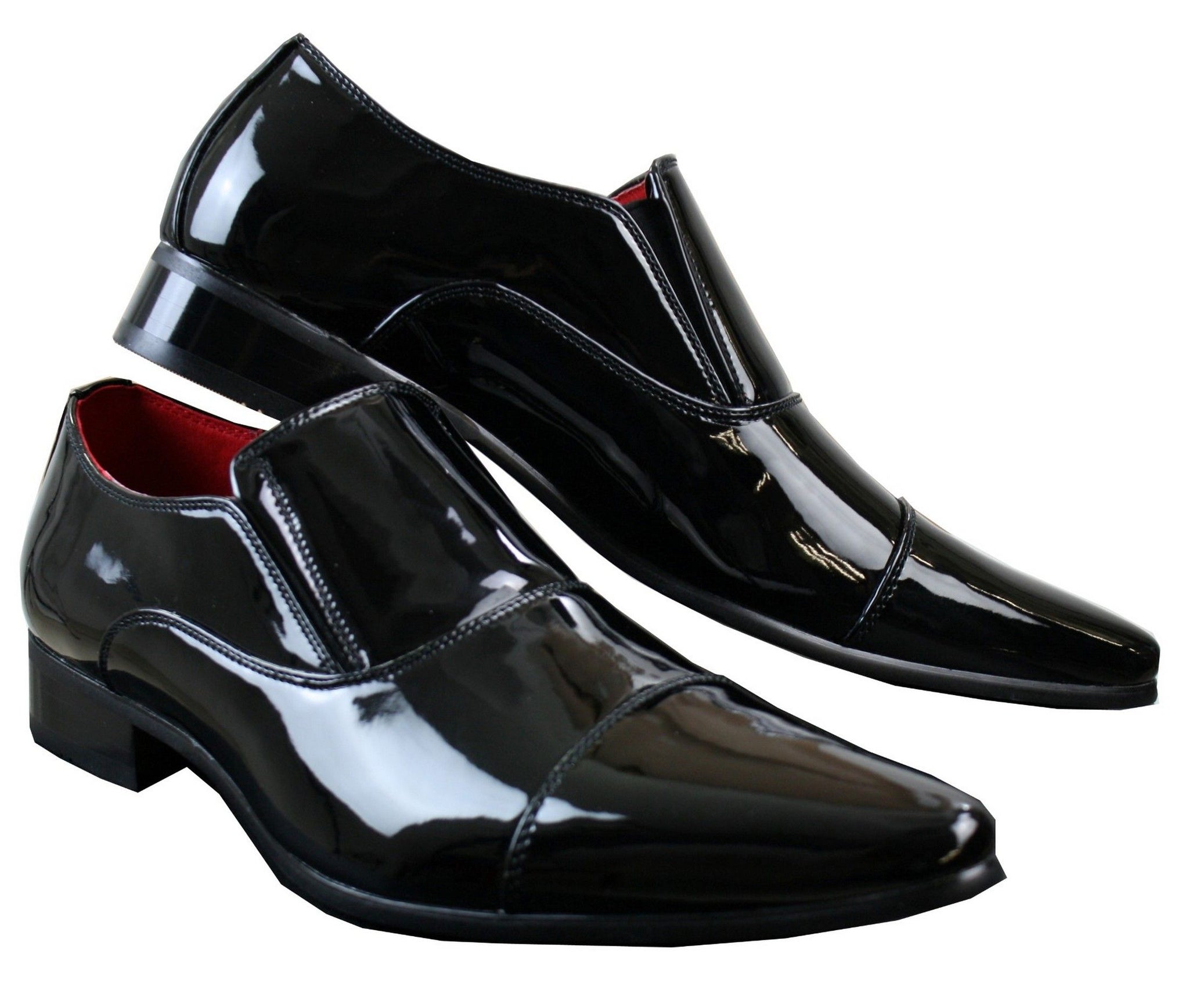 Zapatos elegantes formales para hombre, sin cordones, blancos, de charol brillante, forrados en cuero italiano.