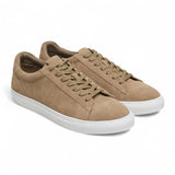 Zapatillas deportivas casuales de hombre con cordones, de ante gris piedra.
