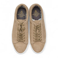 Zapatillas deportivas casuales de hombre con cordones, de ante gris piedra.