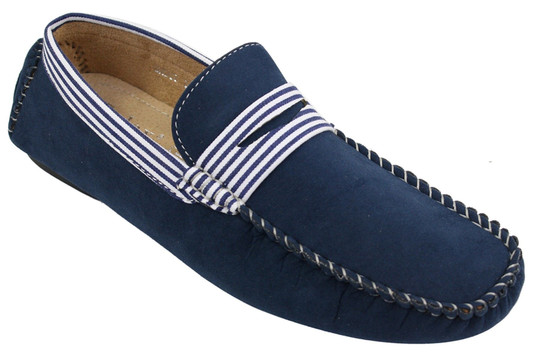 Zapatos náuticos de gamuza para hombre, con rayas, sin cordones, estilo casual elegante de verano, de fabricación italiana.