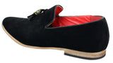 Mocasines de conducción para hombre de piel sintética de ante con borlas en color rojo, gris, azul, marrón y negro.