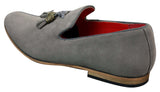 Mocasines de conducción para hombre de piel sintética de ante con borlas en color rojo, gris, azul, marrón y negro.