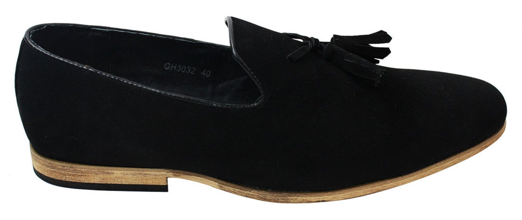 Mocasines de ante para hombre, zapatos de conducir, sin cordones, diseño con borla, línea de cuero, negro, cómodos