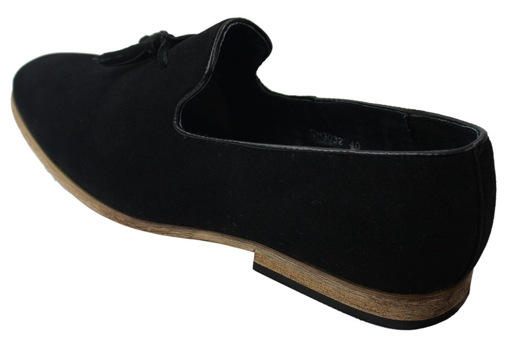 Mocasines de ante para hombre, zapatos de conducir, sin cordones, diseño con borla, línea de cuero, negro, cómodos