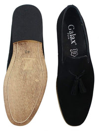 Mocasines de ante para hombre, zapatos de conducir, sin cordones, diseño con borla, línea de cuero, negro, cómodos